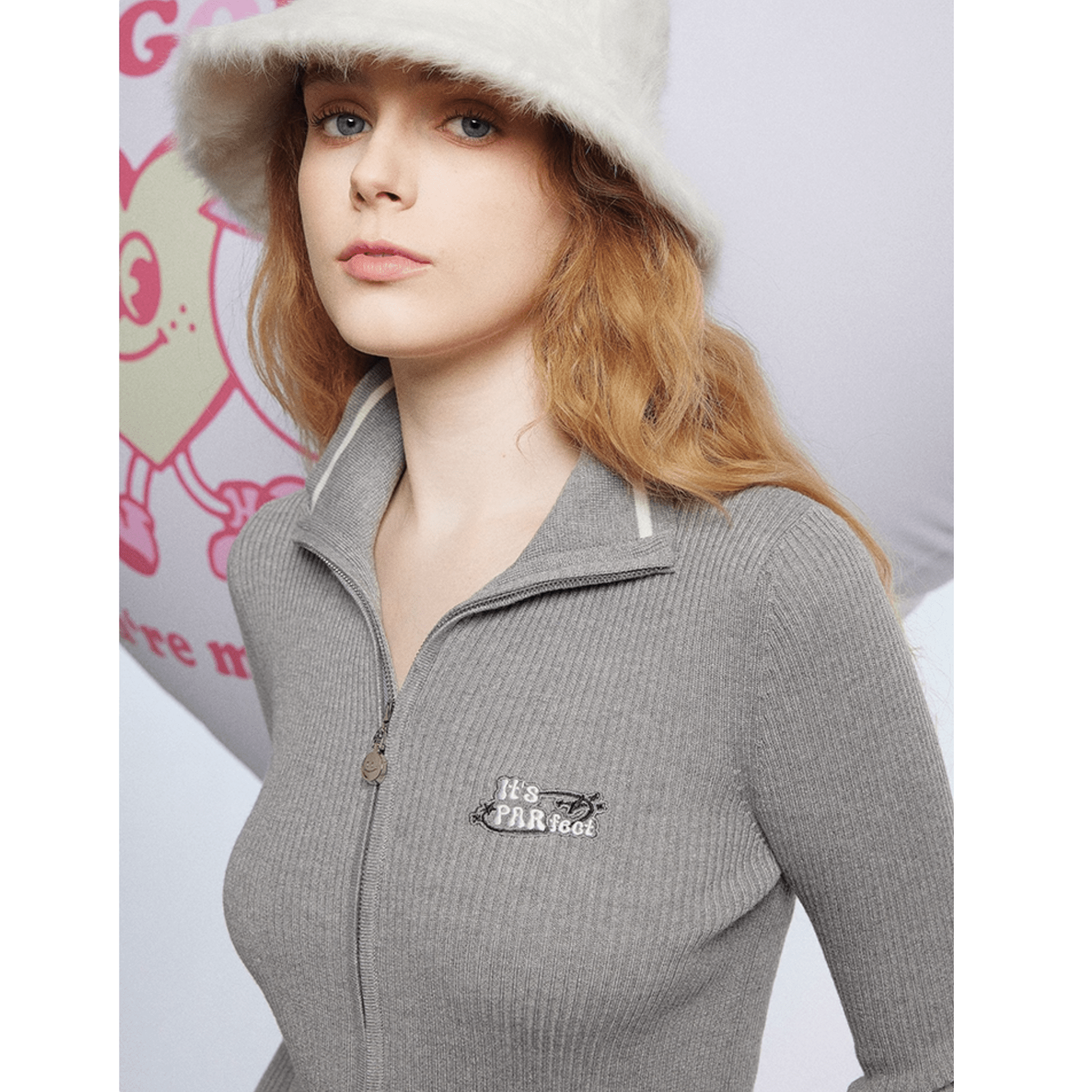 Women&#39;s Zip Knit Cardigan - Gray - Erthe Golf