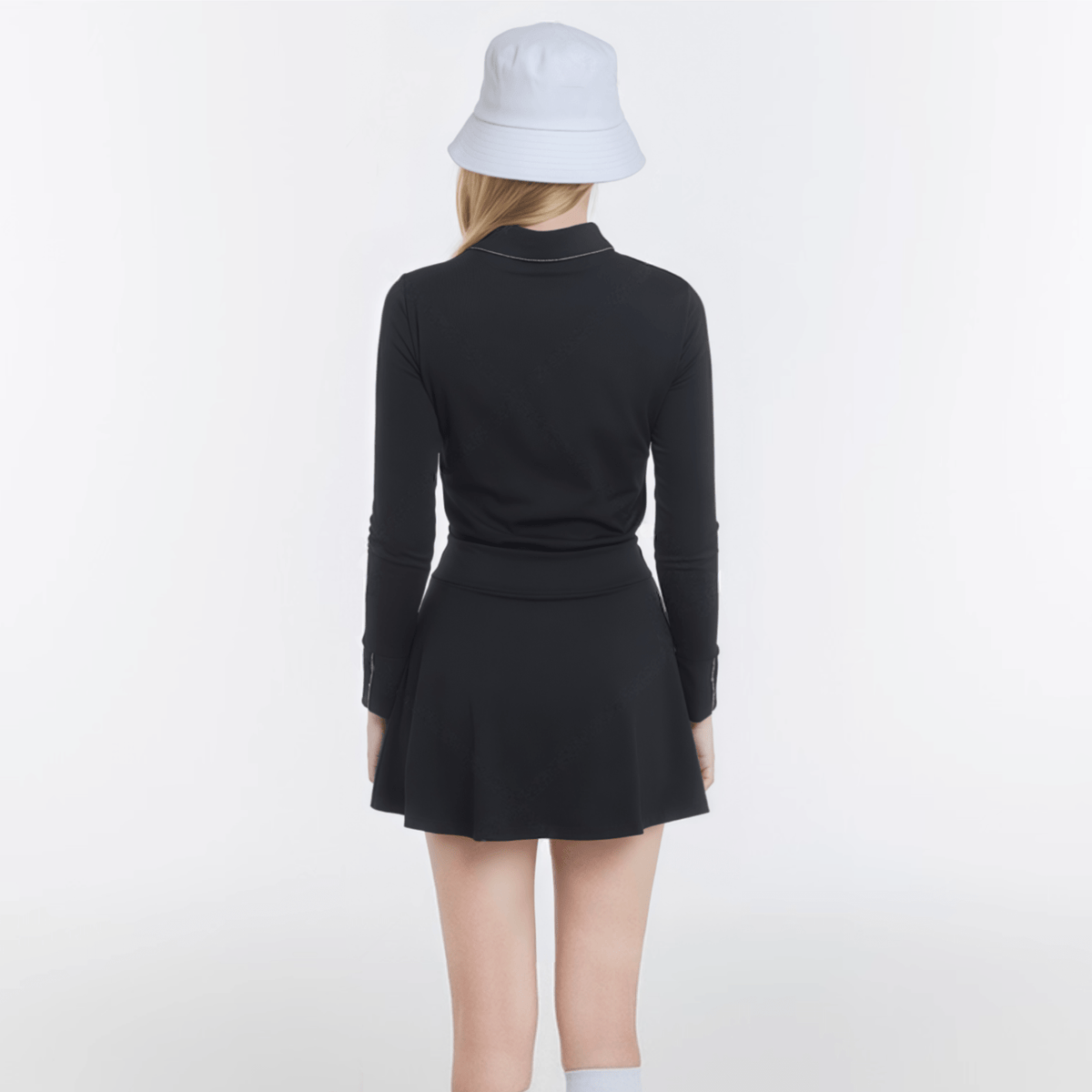 Women's Rhinestone Collar Top - Black - Erthe Golf