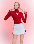 Women's Knit Turtle Neck Top - Red - Erthe Golf