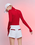 Women's Knit Turtle Neck Top - Red - Erthe Golf