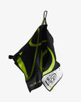 Black and green towel with 'Vice' branding on a white background