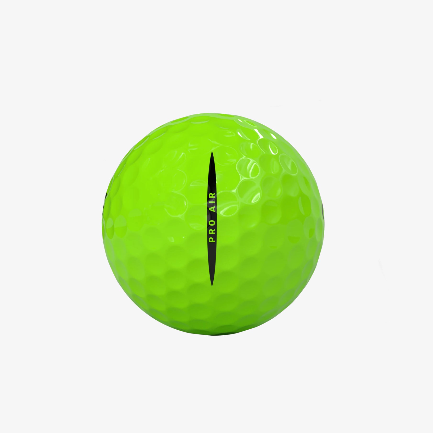 Green golf ball with 'Pro Air' branding on a white background