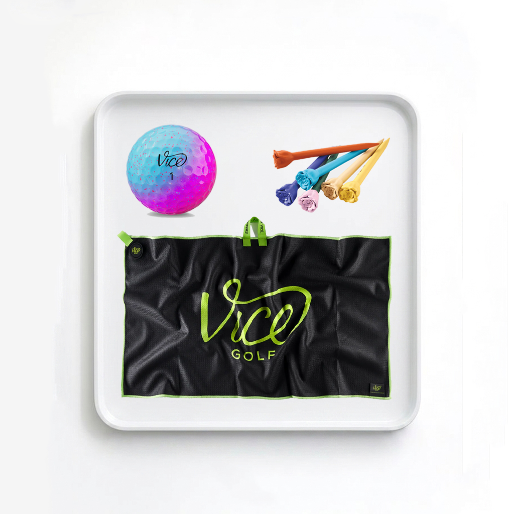 Vice Pro Air Cotton Candy Golf Balls + Gray Towel + Rose Tees Bundle