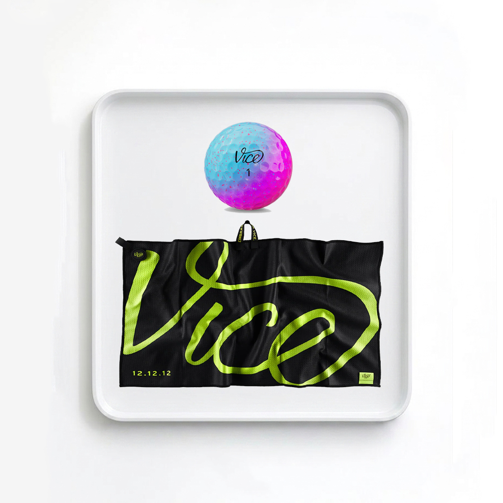 Vice Pro Air Cotton Candy Golf Balls + Lime Towel Bundle