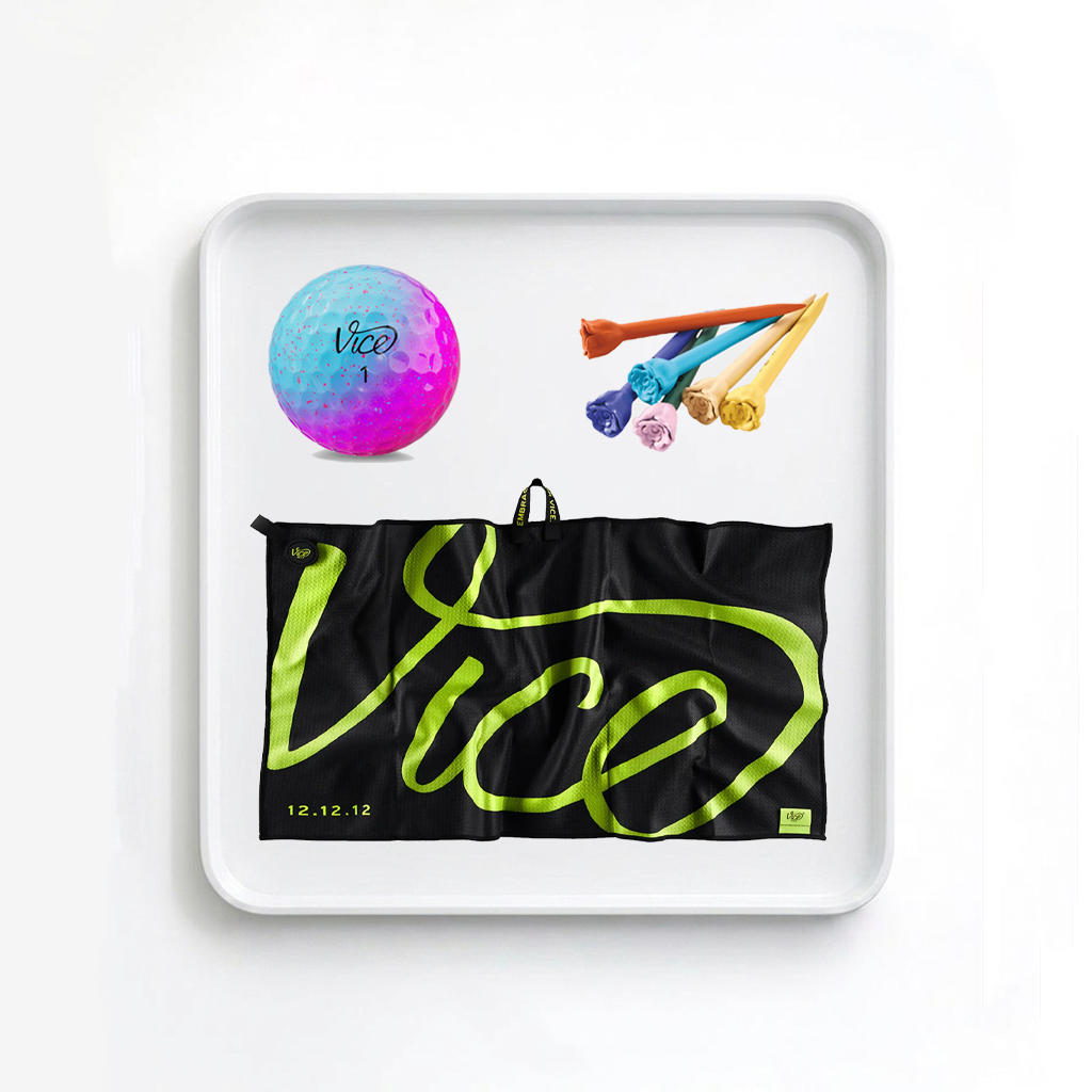 Vice Pro Air Cotton Candy Golf Balls + Lime Towel + Rose Tees Bundle