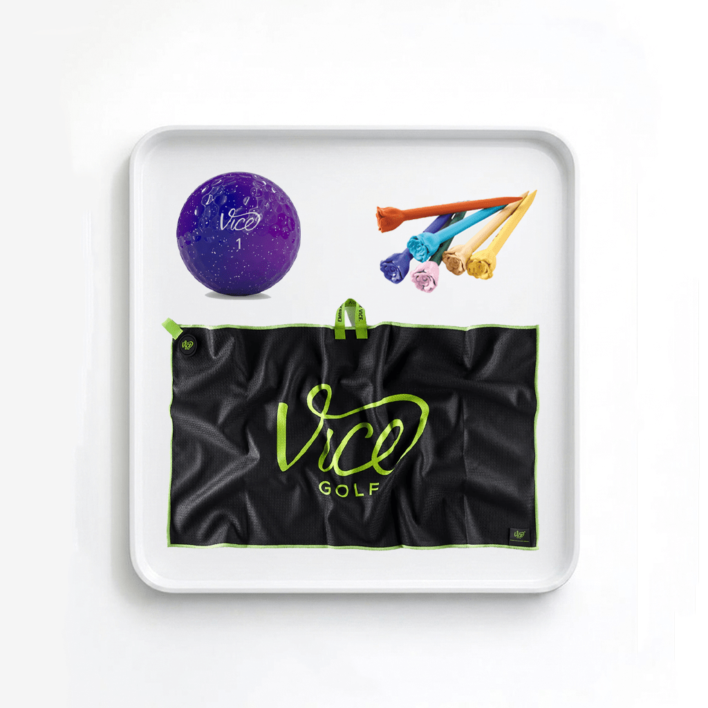 Vice Pro Galaxy Golf Balls + Gray Towel + Rose Tees Bundle - Erthe Golf