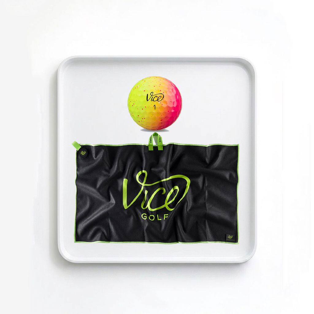 Vice Pro Neon Sunset Golf Balls + Gray Towel Bundle