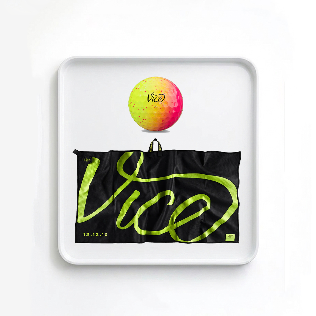 Vice Pro Neon Sunset Golf Balls + Lime Towel Bundle