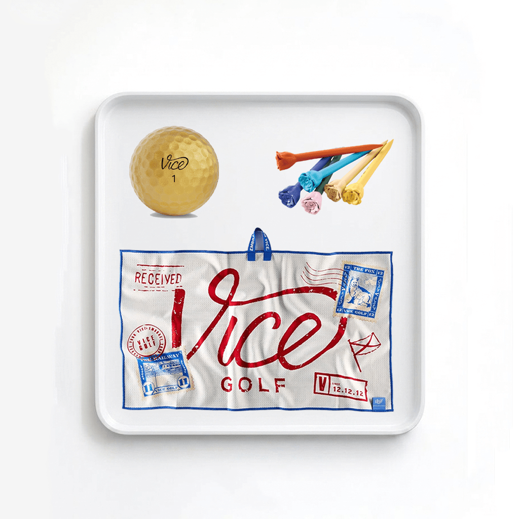 Vice Pro Plus Gold Golf Balls + Letters Towel + Rose Tees Bundle - Erthe Golf