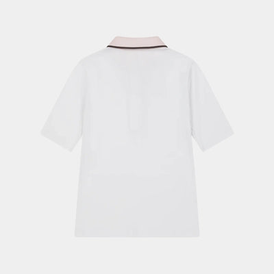 Women's Slim Fit Rib Polo - White - Erthe Golf