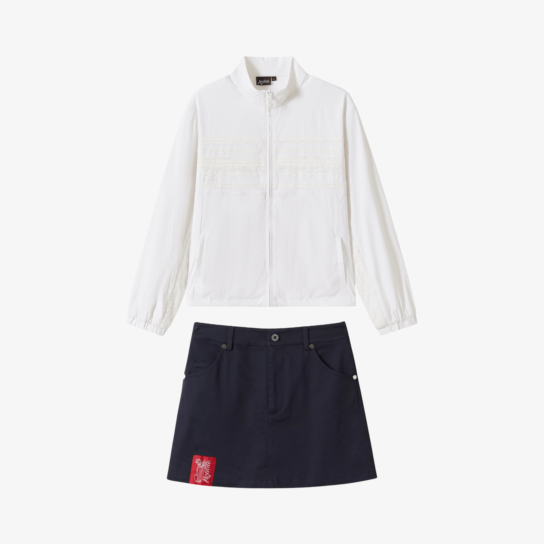 Keypote Women Jacket Skirt Set - White/Navy - Erthe Golf