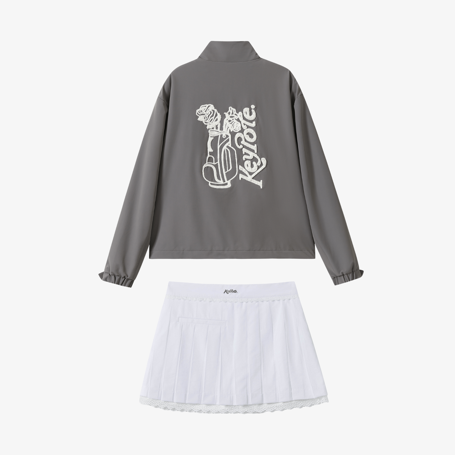 Keypote Women Jacket Skirt Set - Grey/White - Erthe Golf